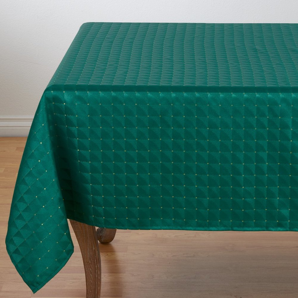 Choose Green or Gold Holiday Checkered Tablecloth, 70" Square